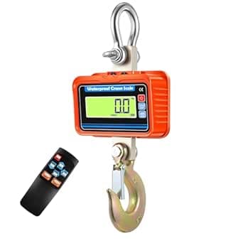 3T 3000KG Crane Scale Smart Heavy Type Crane Scale with Aviation Grade Aluminium Alloy Electronic Hanging Scale Digital Hook Hanging Scale Rechargeable Models (Orange)