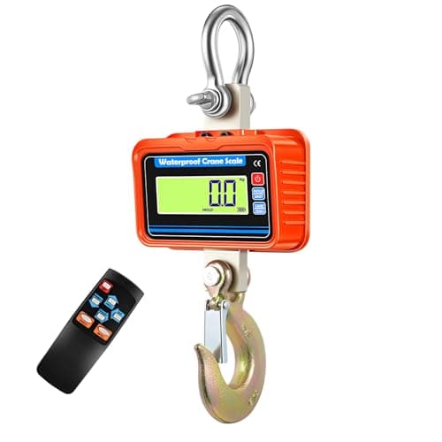 3T 3000KG Crane Scale Smart Heavy Type Crane Scale with Aviation Grade Aluminium Alloy Electronic Hanging Scale Digital Hook Hanging Scale Rechargeable Models (Orange)